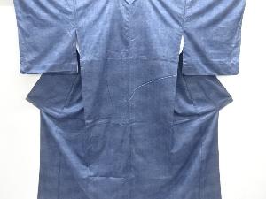 アンティーク　雨縞模様織出し手織り紬着物